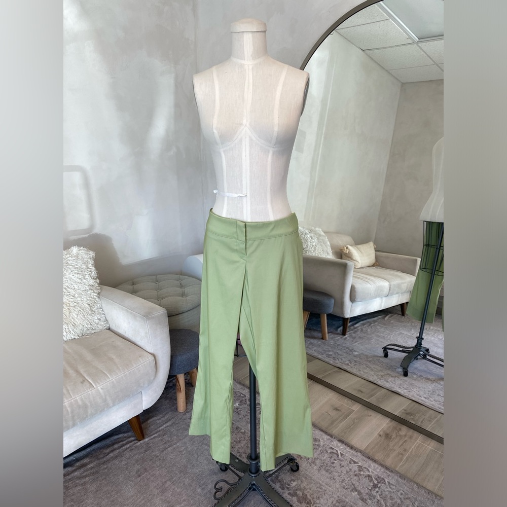 Y2K 2000s LOW RISE CROPPED PISTACHIO GREEN PANTS